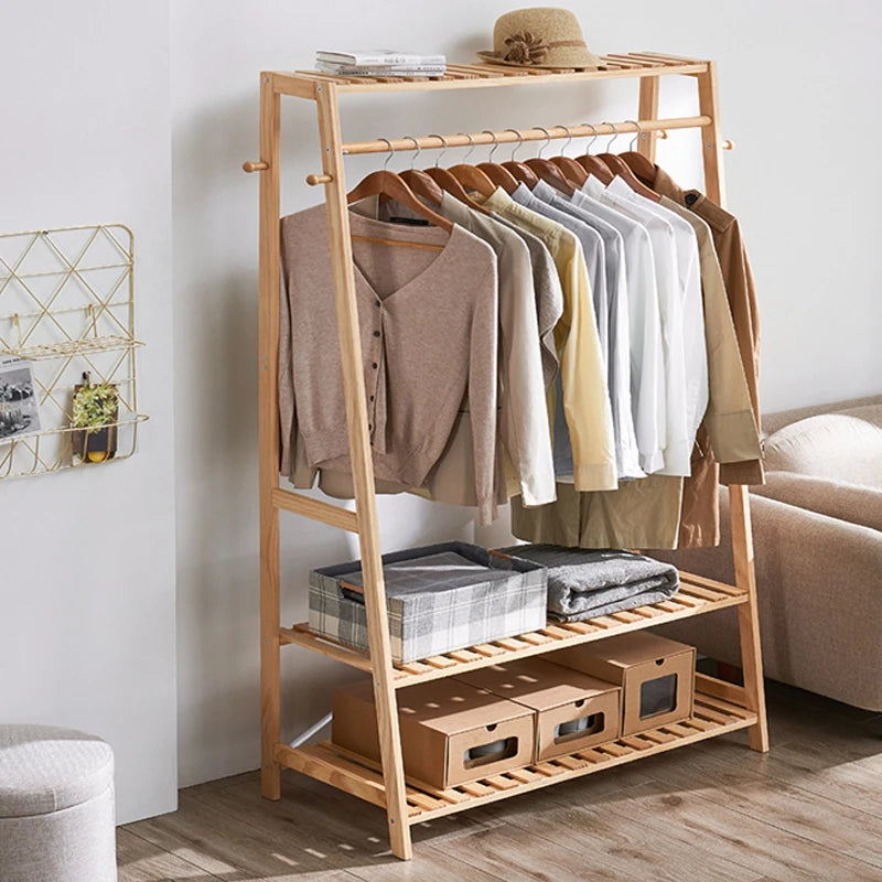 Coat Clothes Hanging Heavy Duty Rack with top shelf and 2-tier Shoe Clothing Storage Organizer Shelves