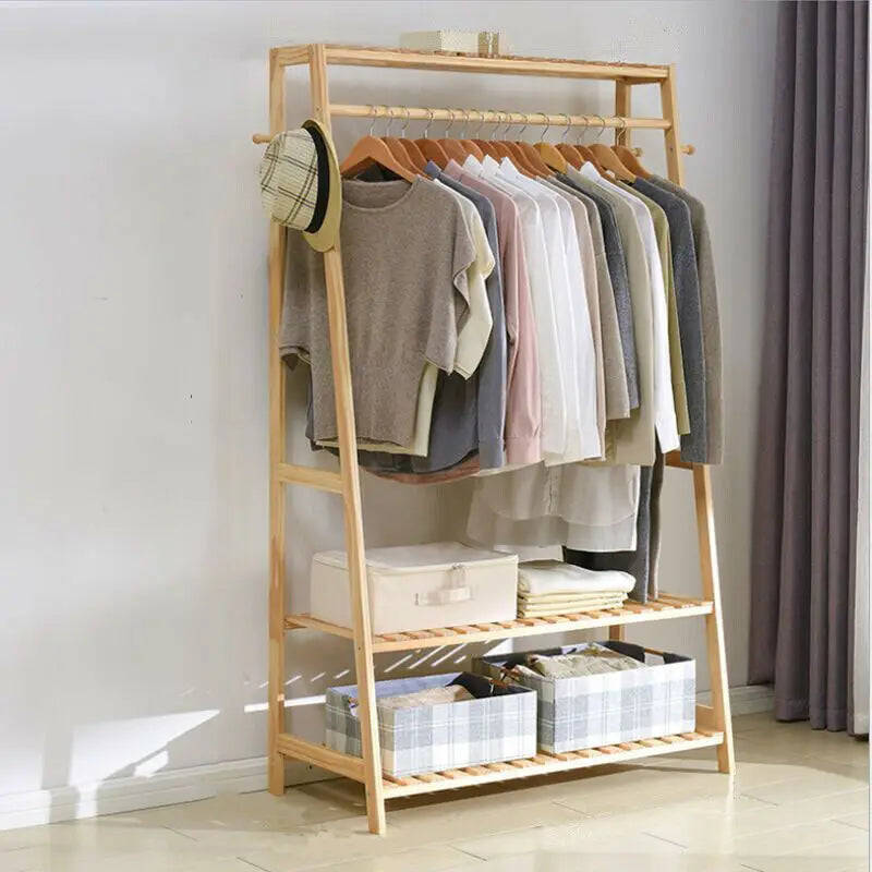 Coat Clothes Hanging Heavy Duty Rack with top shelf and 2-tier Shoe Clothing Storage Organizer Shelves