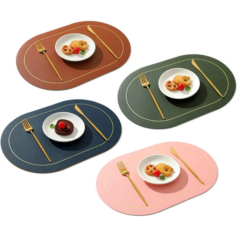 Table Leather Placemats Set of 1/4/6pcs,Washable for Dining,Heat-Resistant Non-Slip Insulation Waterproof Place Mats