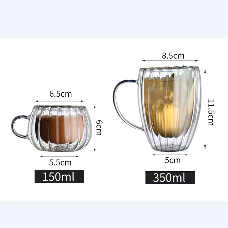 Coffee Heat Resistant Stripe Tea Water Cup New Heat-resistant Double Wall Glass Cup Beer Espresso Coffee Cup Handmade Beer mugs