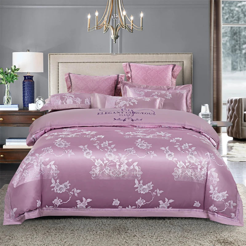 Luxury Soft Bedding Set Floral White Blue Comfort A/B High-End Embroidery Duvet Pillowcase Bed Sheet Queen King Size