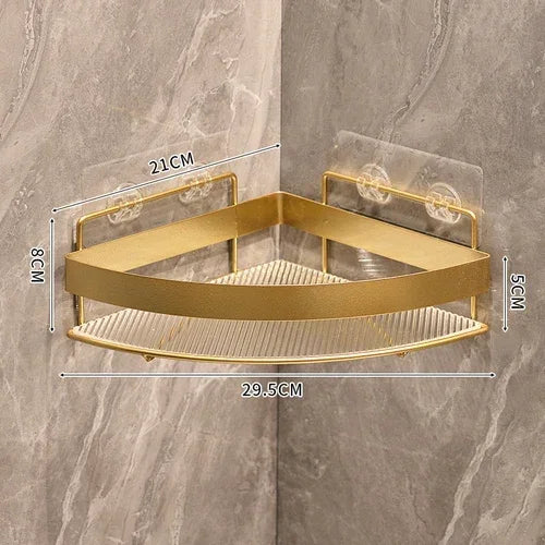 Gold Bathroom Storage Rack  non punching tripod Wall Mounted Storage holder