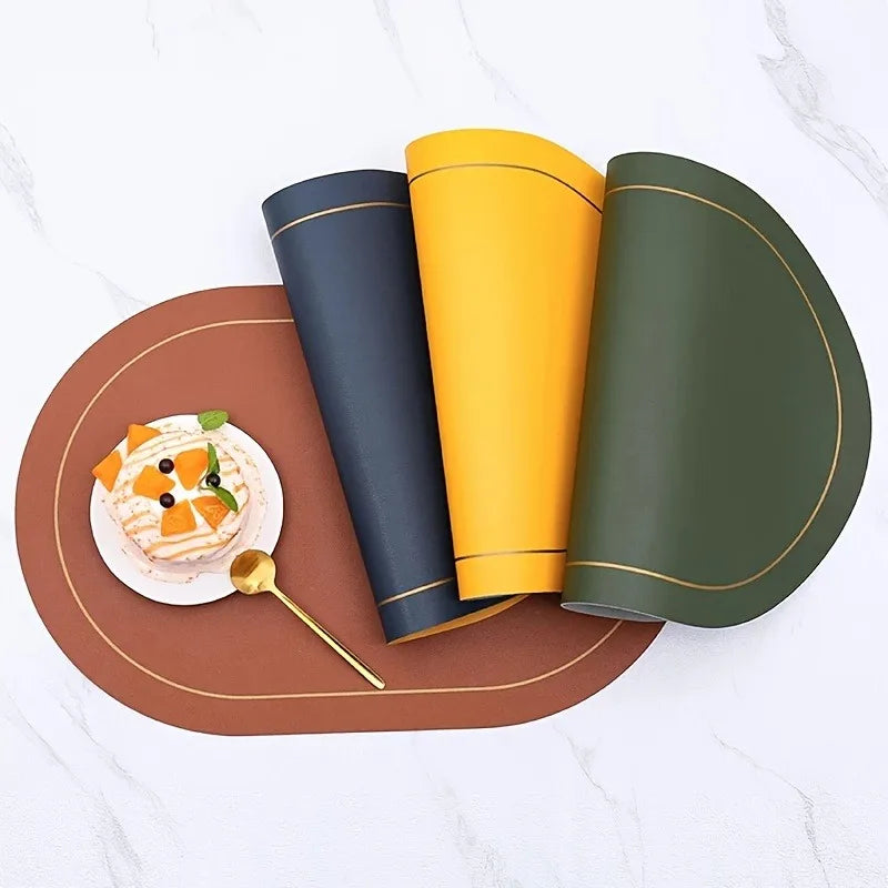 Table Leather Placemats Set of 1/4/6pcs,Washable for Dining,Heat-Resistant Non-Slip Insulation Waterproof Place Mats