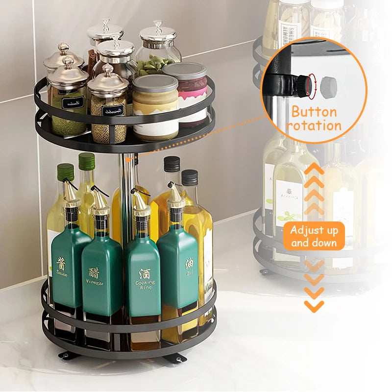 360°Rotation Spice Rack Organizer Jar Cans For Kitchen Accessories