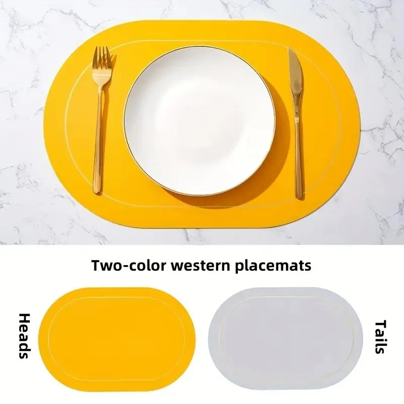 Table Leather Placemats Set of 1/4/6pcs,Washable for Dining,Heat-Resistant Non-Slip Insulation Waterproof Place Mats