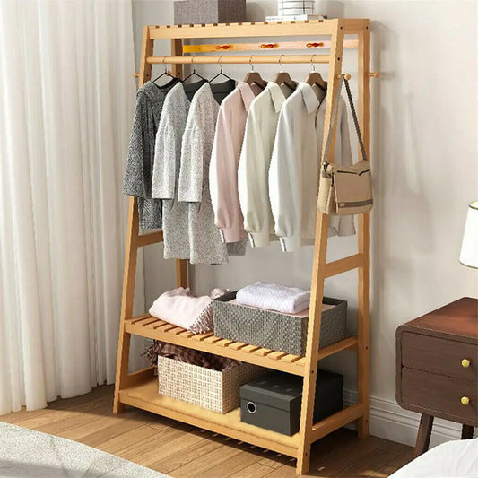 Coat Clothes Hanging Heavy Duty Rack with top shelf and 2-tier Shoe Clothing Storage Organizer Shelves