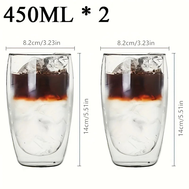 2/4/6PC 80ML/250ML/350ML/450ML Double Walled Glass Coffee Cup Insulated Layer Tea Cups Clear Small Glass for Hot Cold Glassware