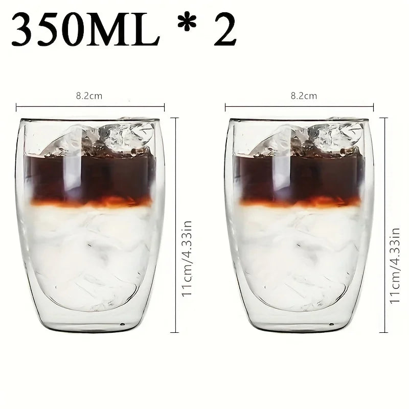 2/4/6PC 80ML/250ML/350ML/450ML Double Walled Glass Coffee Cup Insulated Layer Tea Cups Clear Small Glass for Hot Cold Glassware