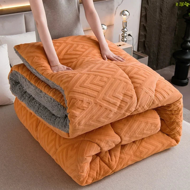 Super Thick Winter Warm Quilt for Bed Artificial Lamb Cashmere Weighted Blankets Soft Comfortable Warmth Quilt Comforter Core