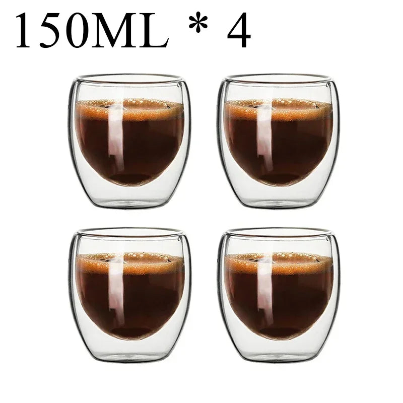 2-18PCS Double Wall High Borosilicate Glass Mug Heat Resistant Tea Milk Juice Coffee Water Cup Bar Drinkware Gift Creativity Set