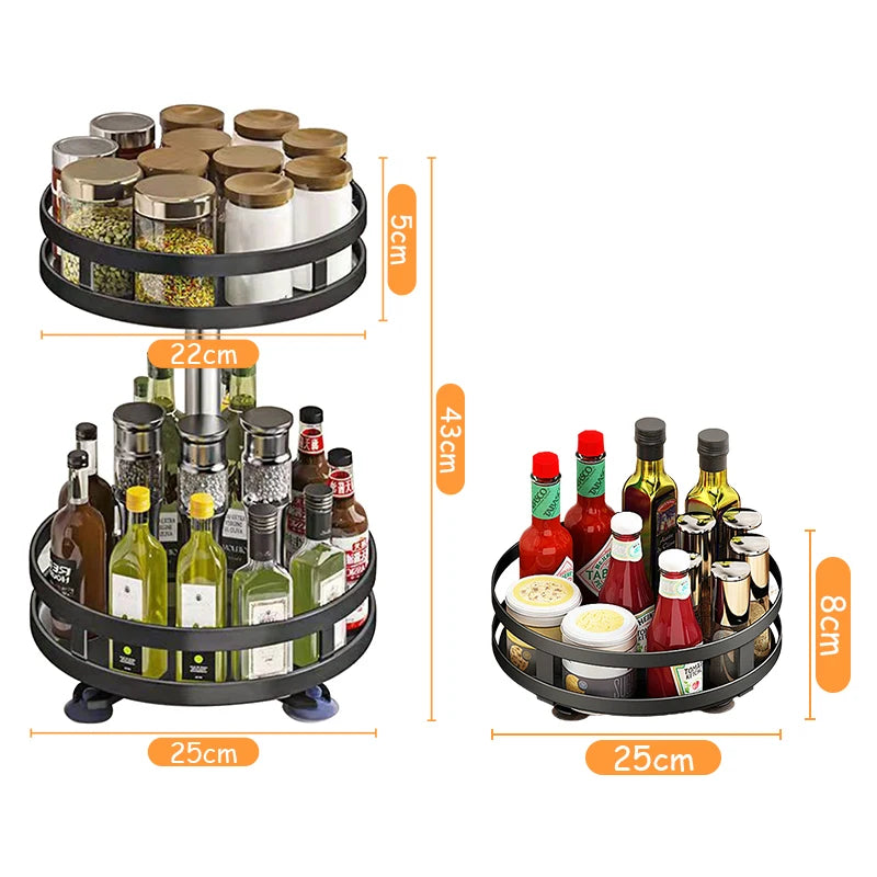 360°Rotation Spice Rack Organizer Jar Cans For Kitchen Accessories