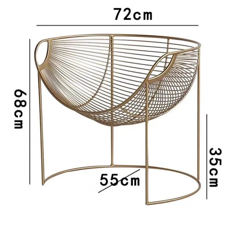 Ins Living Room Furniture Sofa Chair Nordic Single Iron Art Lazy Leisure Creative Hollow Out Golden Luxury Celebrity Armchair