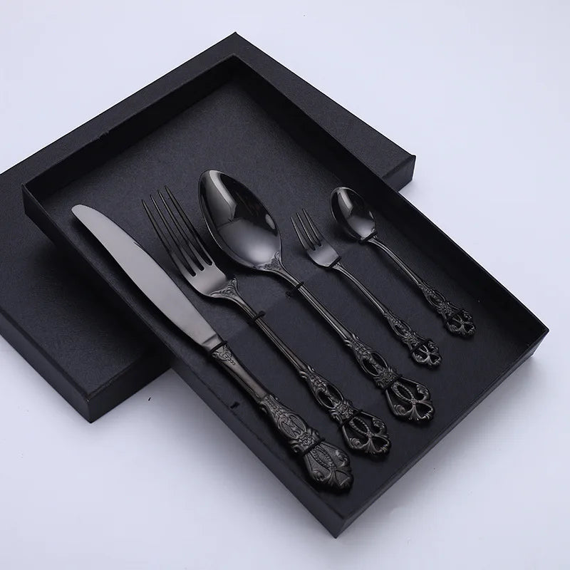 Stainless Steel Flatware Tableware 5Pcs/Set Multi-Color Knife Fork Spoon Cutlery 304 Stainless Steel Cutlery Set