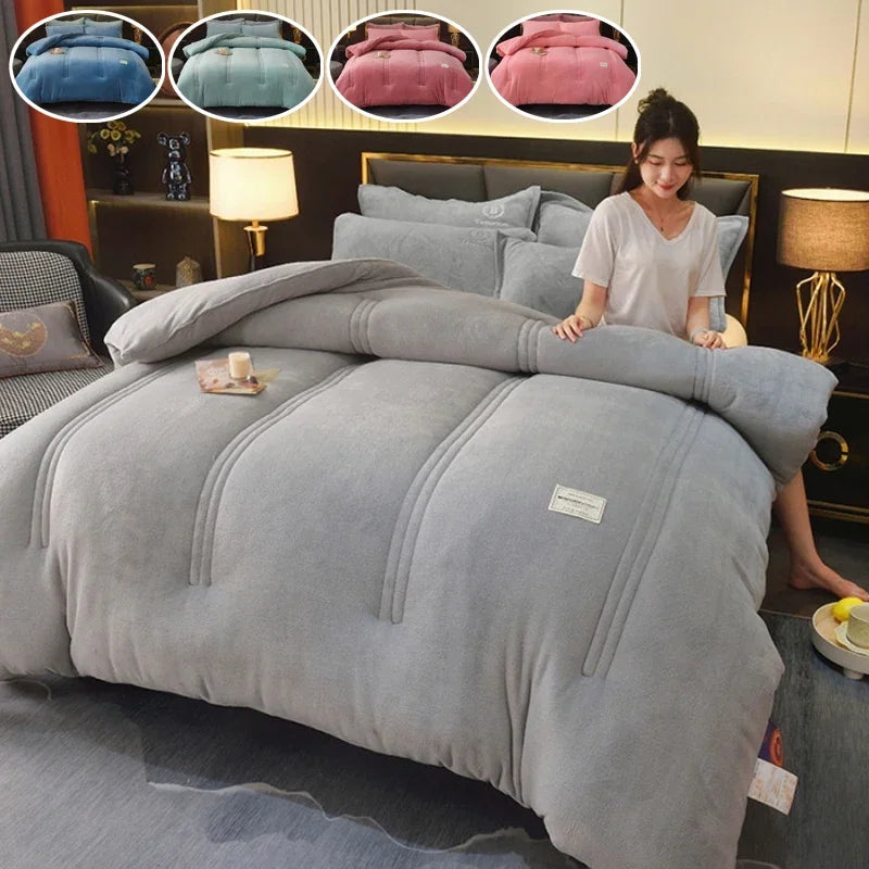 2025 Thicken Milk Fleece Winter Blanket Warm Artificial Lamb Cashmere Weighted Blankets for Bed Soft Warmth Comforter Duvet Core