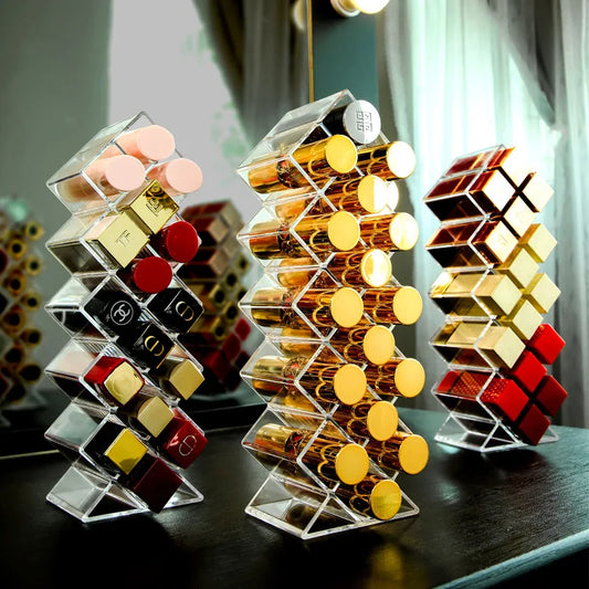 16 Grids Cosmetic Lipstick Jewelry Box Makeup Brushes Holder