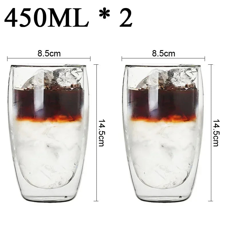 2-18PCS Double Wall High Borosilicate Glass Mug Heat Resistant Tea Milk Juice Coffee Water Cup Bar Drinkware Gift Creativity Set