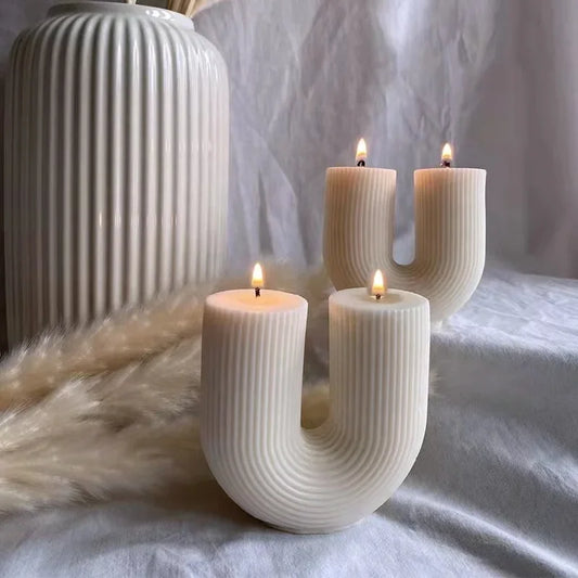 Home decorative candle U-Shaped geometric scented candles Ins popular rainbow bridge room decor aroma candles decor