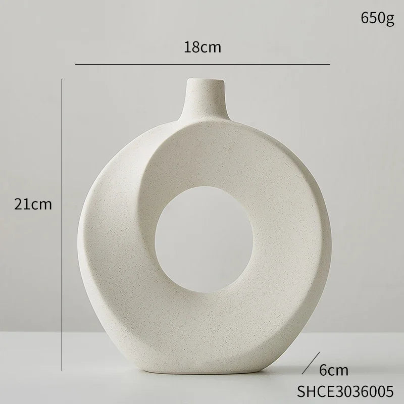 Creative Ceramic Vase White Vase Light Luxury Flowerpot Modern Home Office Desktop Ornaments Living Room Decoration Home