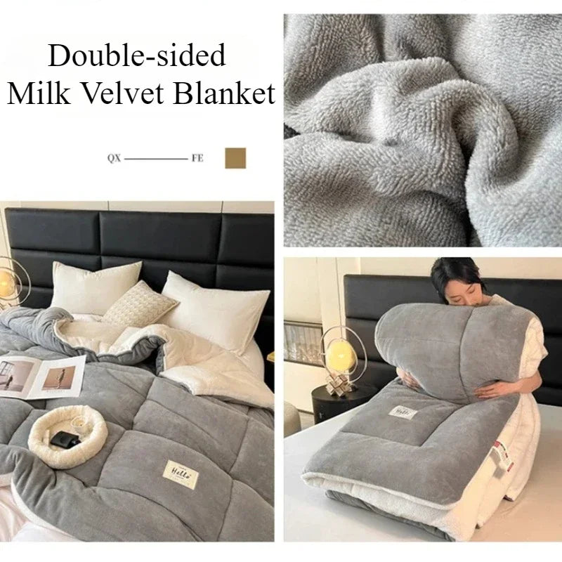 2025 Thicken Milk Fleece Winter Blanket Warm Artificial Lamb Cashmere Weighted Blankets for Bed Soft Warmth Comforter Duvet Core