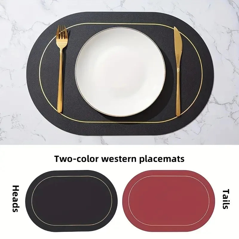 Table Leather Placemats Set of 1/4/6pcs,Washable for Dining,Heat-Resistant Non-Slip Insulation Waterproof Place Mats