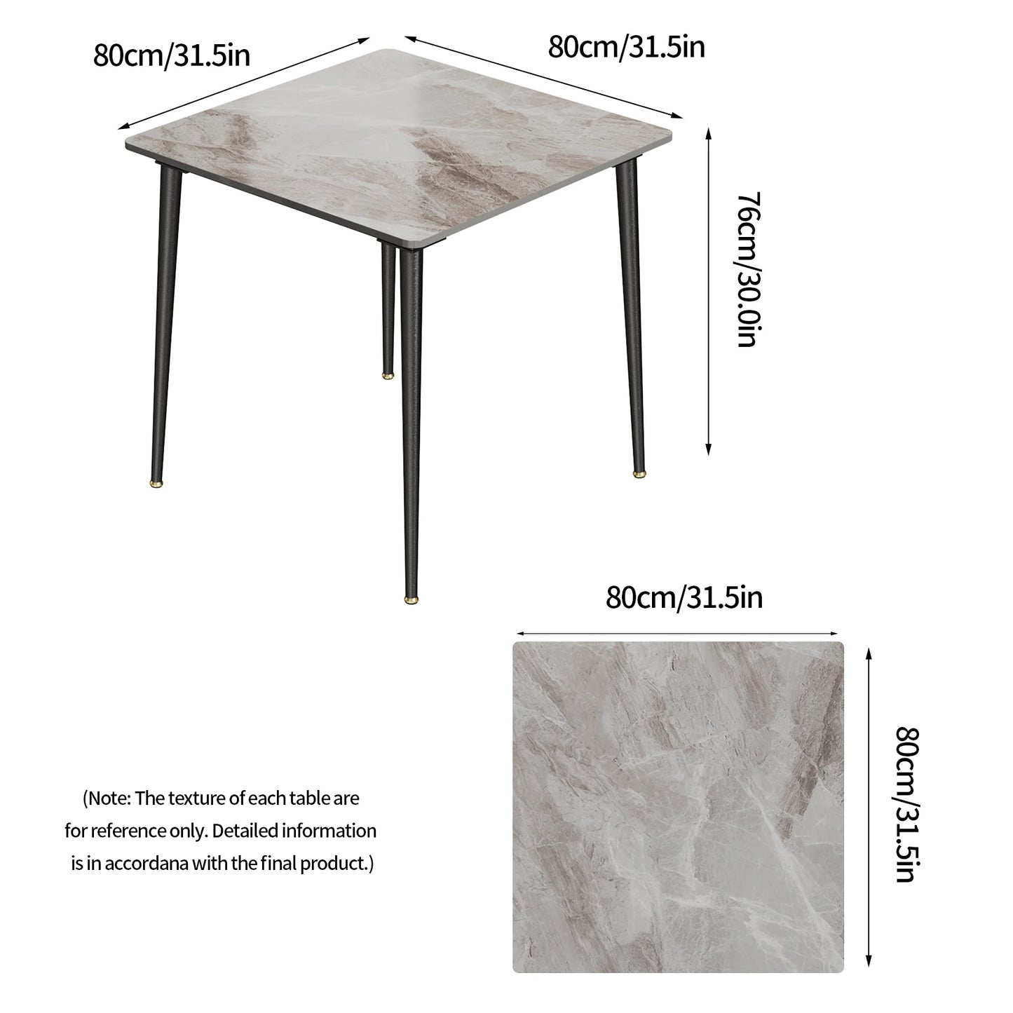 Dining Table for 4 Restaurant Kitchen Cafe Shop Marble Dining Desk with Dining Chair Sets