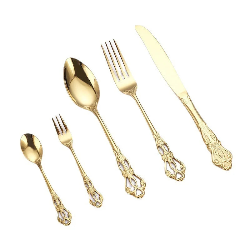 Stainless Steel Flatware Tableware 5Pcs/Set Multi-Color Knife Fork Spoon Cutlery 304 Stainless Steel Cutlery Set