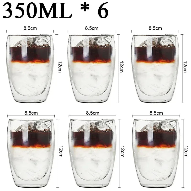 2-18PCS Double Wall High Borosilicate Glass Mug Heat Resistant Tea Milk Juice Coffee Water Cup Bar Drinkware Gift Creativity Set