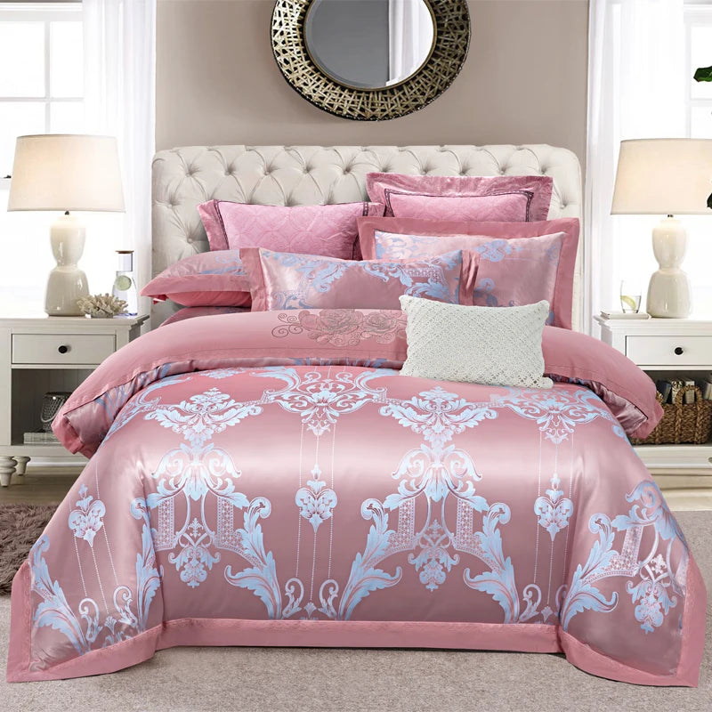 Luxury Soft Bedding Set Floral White Blue Comfort A/B High-End Embroidery Duvet Pillowcase Bed Sheet Queen King Size