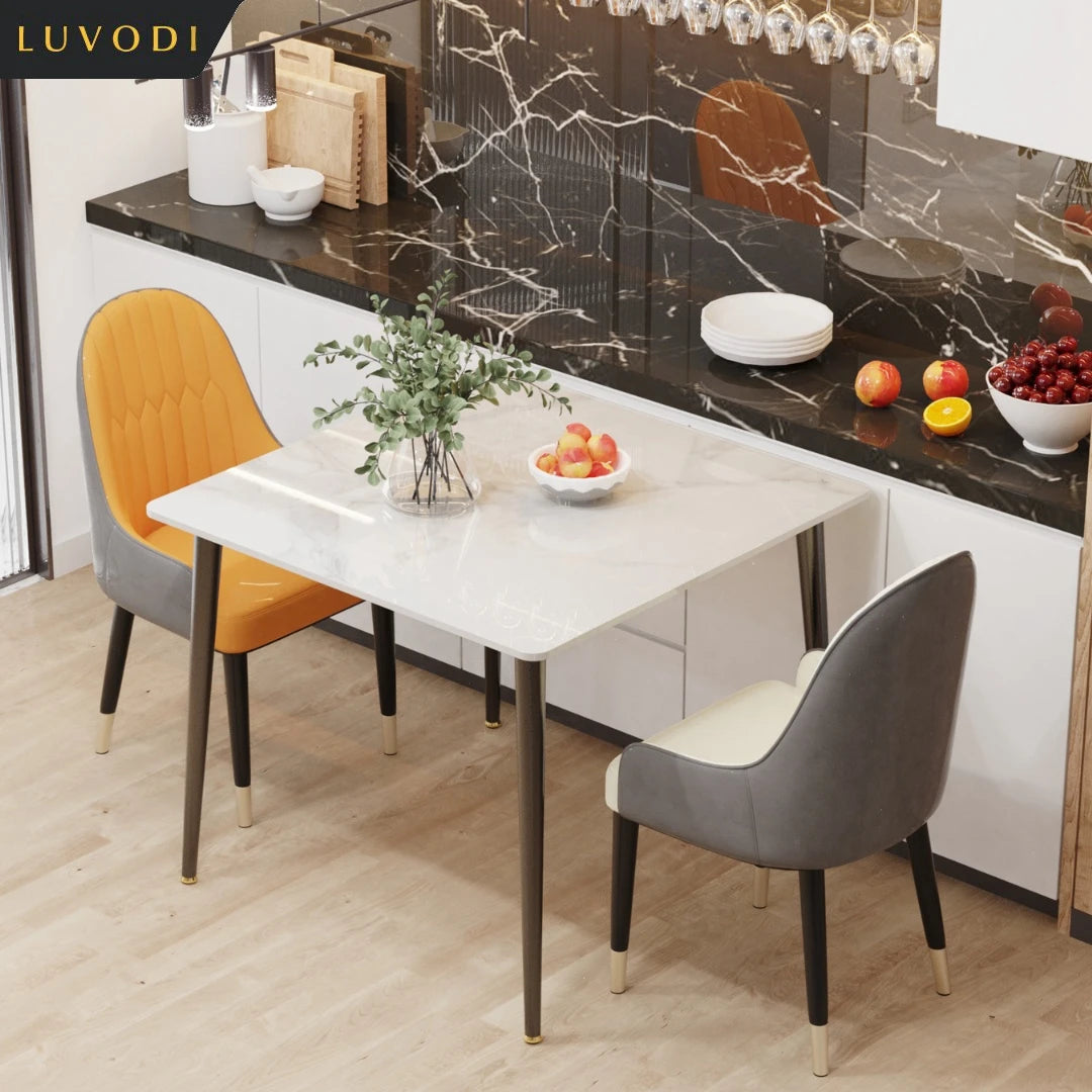 Dining Table for 4 Restaurant Kitchen Cafe Shop Marble Dining Desk with Dining Chair Sets