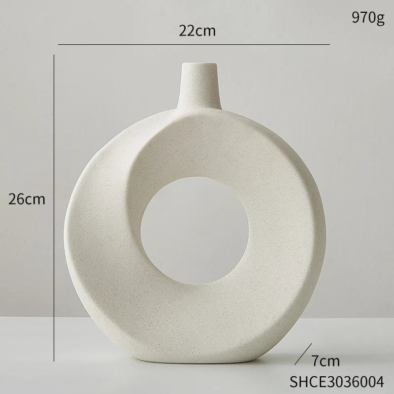 Creative Ceramic Vase White Vase Light Luxury Flowerpot Modern Home Office Desktop Ornaments Living Room Decoration Home