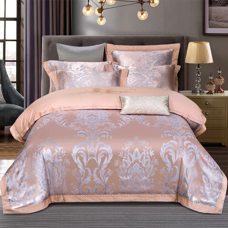 Luxury Soft Bedding Set Floral White Blue Comfort A/B High-End Embroidery Duvet Pillowcase Bed Sheet Queen King Size