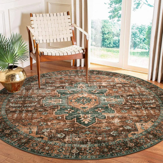 Round Persian Living Room Carpet Bedroom Bedside Mat Tea Table Balcony Basket Mat