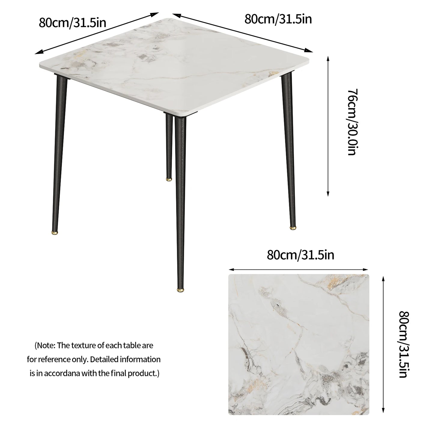 Dining Table for 4 Restaurant Kitchen Cafe Shop Marble Dining Desk with Dining Chair Sets