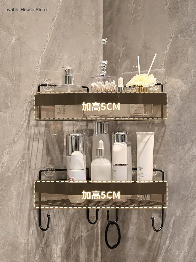 Gold Bathroom Storage Rack  non punching tripod Wall Mounted Storage holder