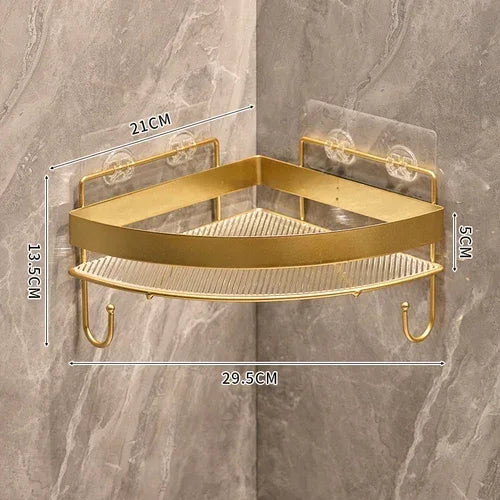 Gold Bathroom Storage Rack  non punching tripod Wall Mounted Storage holder