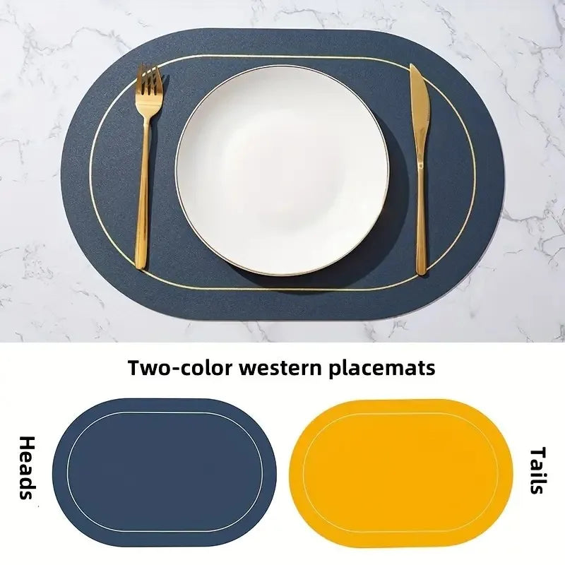 Table Leather Placemats Set of 1/4/6pcs,Washable for Dining,Heat-Resistant Non-Slip Insulation Waterproof Place Mats