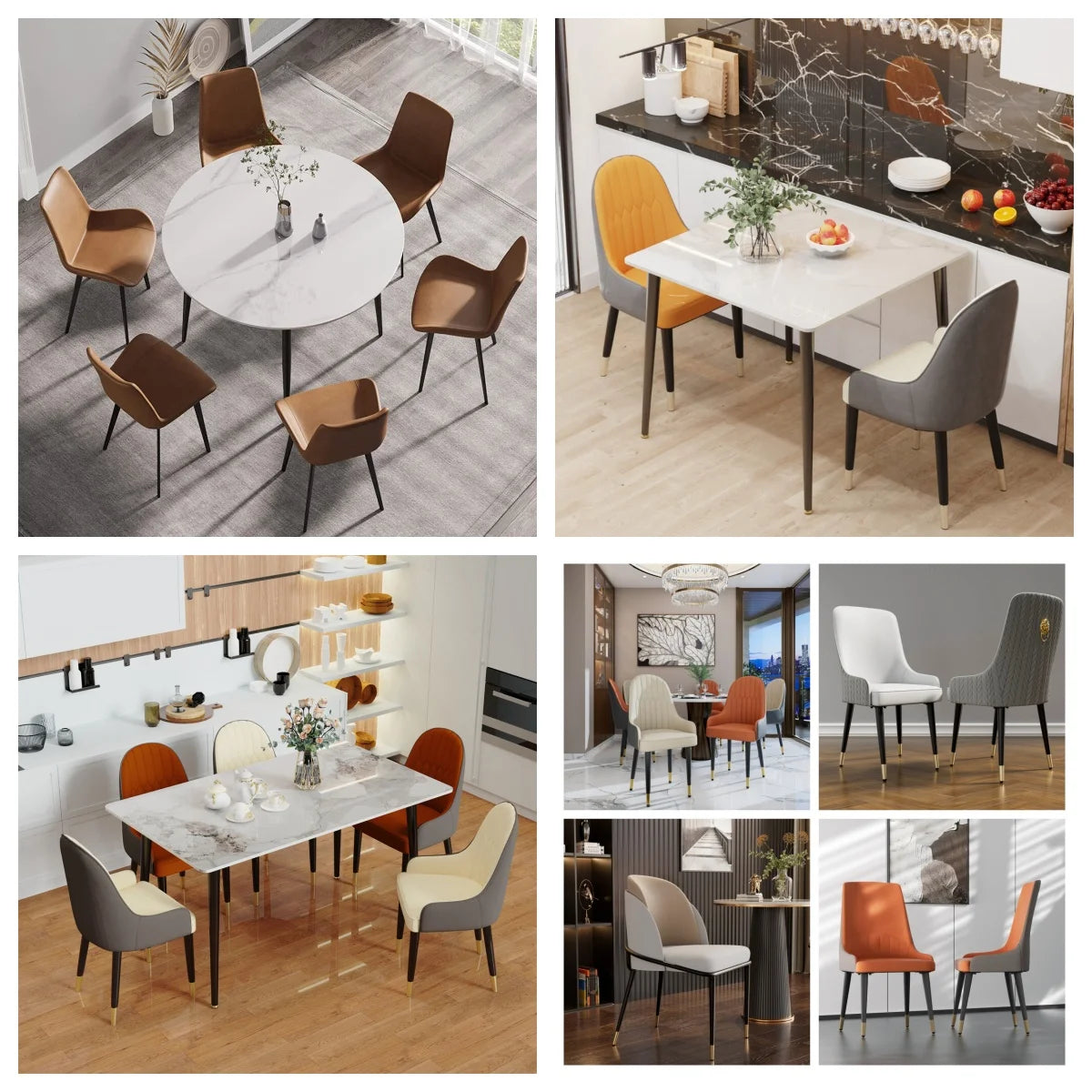 Dining Table for 4 Restaurant Kitchen Cafe Shop Marble Dining Desk with Dining Chair Sets