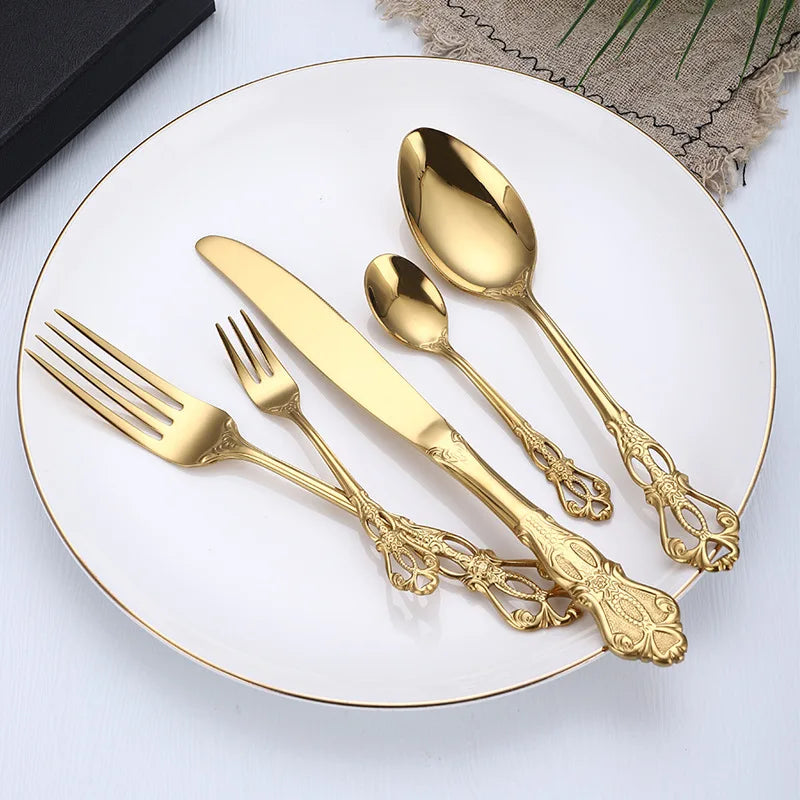 Stainless Steel Flatware Tableware 5Pcs/Set Multi-Color Knife Fork Spoon Cutlery 304 Stainless Steel Cutlery Set