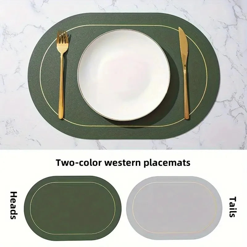 Table Leather Placemats Set of 1/4/6pcs,Washable for Dining,Heat-Resistant Non-Slip Insulation Waterproof Place Mats