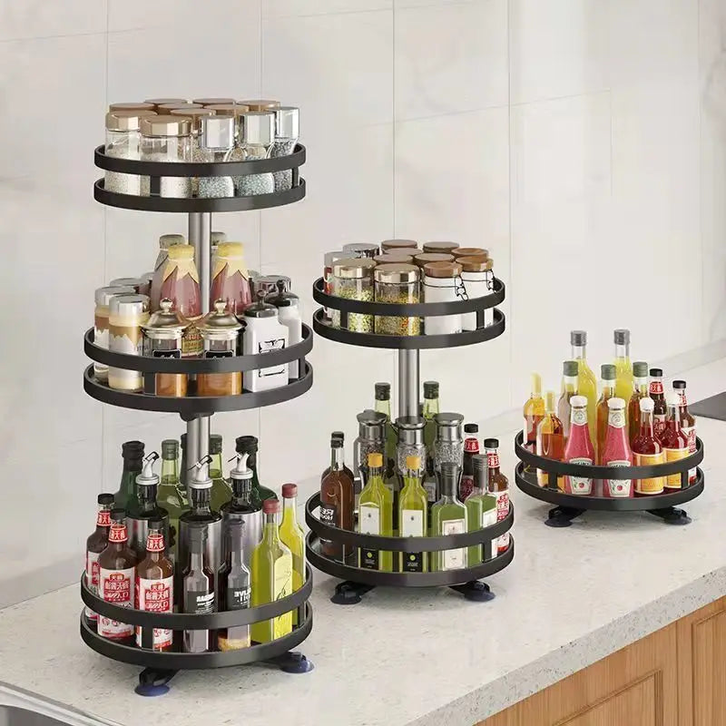 360°Rotation Spice Rack Organizer Jar Cans For Kitchen Accessories