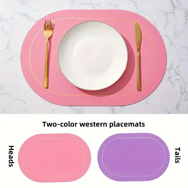 Table Leather Placemats Set of 1/4/6pcs,Washable for Dining,Heat-Resistant Non-Slip Insulation Waterproof Place Mats