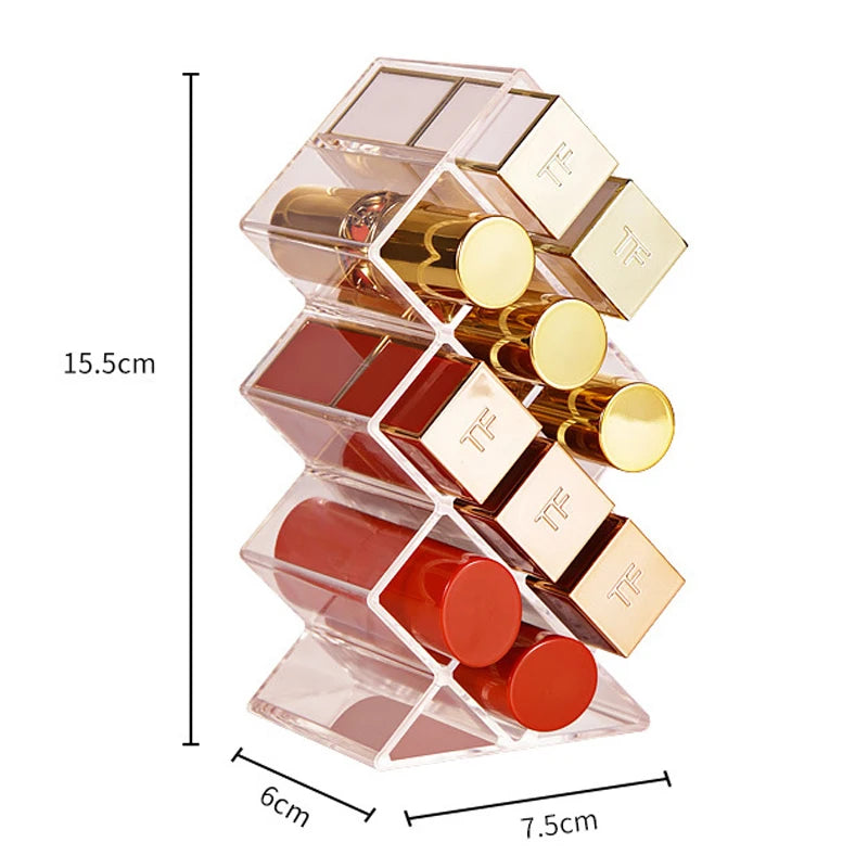 16 Grids Cosmetic Lipstick Jewelry Box Makeup Brushes Holder