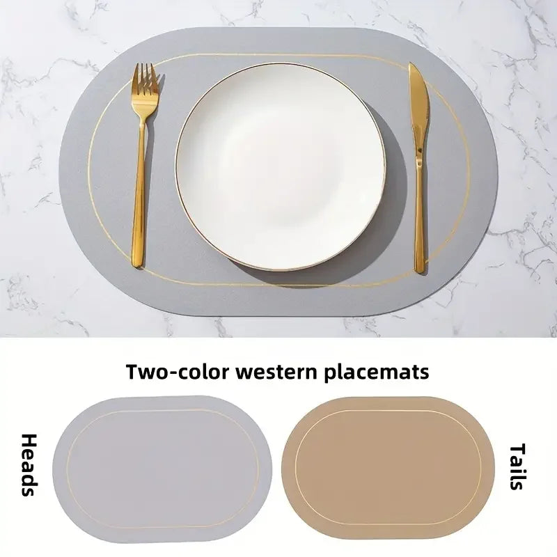 Table Leather Placemats Set of 1/4/6pcs,Washable for Dining,Heat-Resistant Non-Slip Insulation Waterproof Place Mats