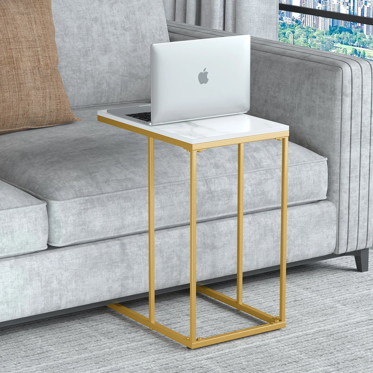 LUVODI Modern End Table C-Shaped Laptop Sofa Side Desk Home Furniture for Living Room Bedroom