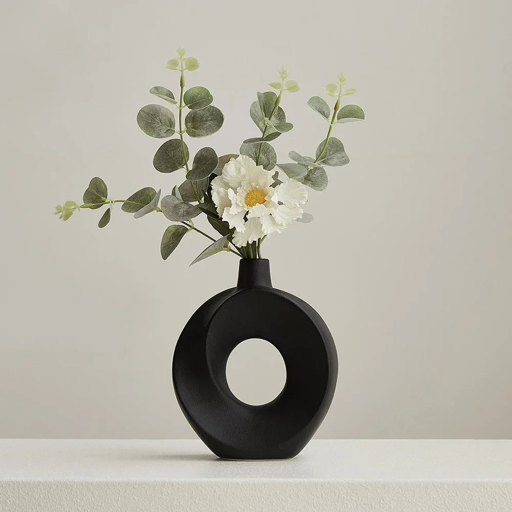 Creative Ceramic Vase White Vase Light Luxury Flowerpot Modern Home Office Desktop Ornaments Living Room Decoration Home