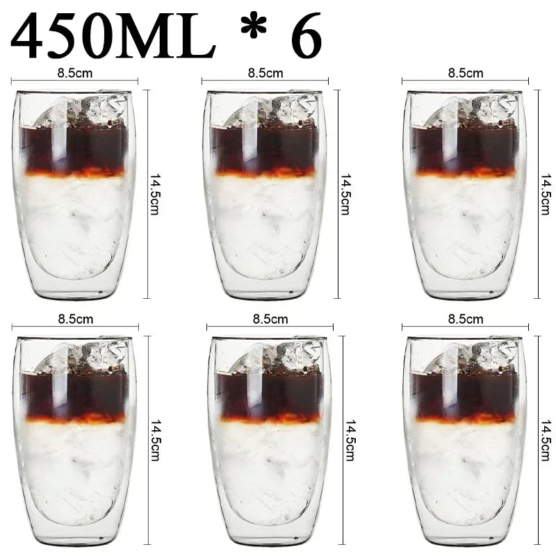 2-18PCS Double Wall High Borosilicate Glass Mug Heat Resistant Tea Milk Juice Coffee Water Cup Bar Drinkware Gift Creativity Set