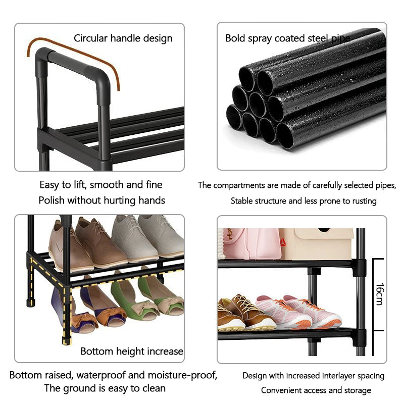 Multi-Layer Shoe Shelf Simple Multifunctional Shoe Storage Rack 3/4 Layers Rental Housing Dormitory Storage Rack