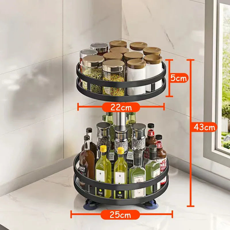 360°Rotation Spice Rack Organizer Jar Cans For Kitchen Accessories