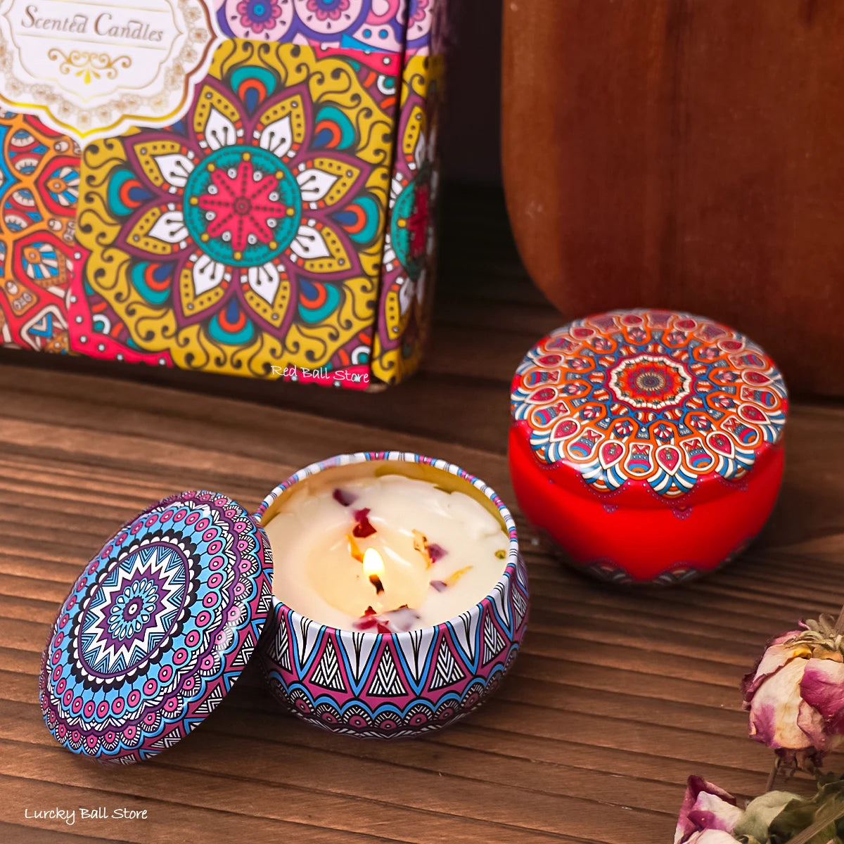 4Pcs/Box Scented Candle Set Gift Islamic Arabian Patterns Fragrance Candle Jar DIY Smokeless Couples Romantic Incense Candles