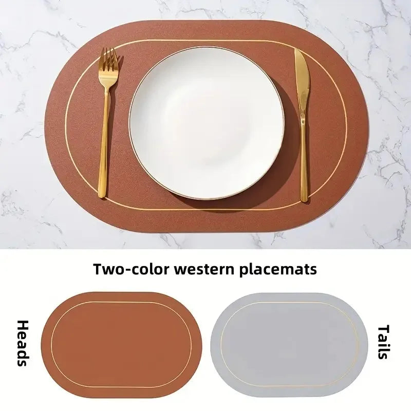 Table Leather Placemats Set of 1/4/6pcs,Washable for Dining,Heat-Resistant Non-Slip Insulation Waterproof Place Mats